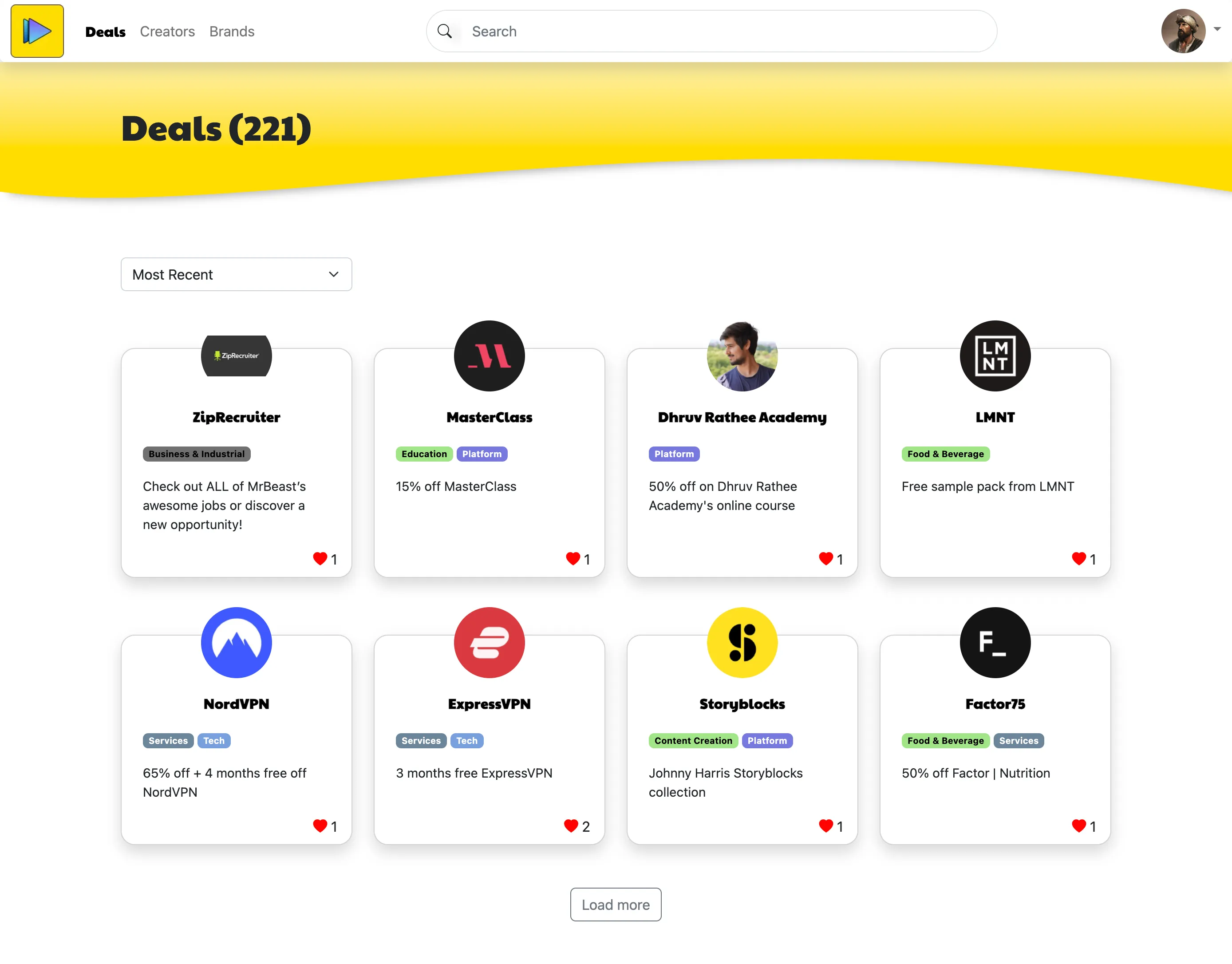 CreatorSquare — influencer deal listings and redemption